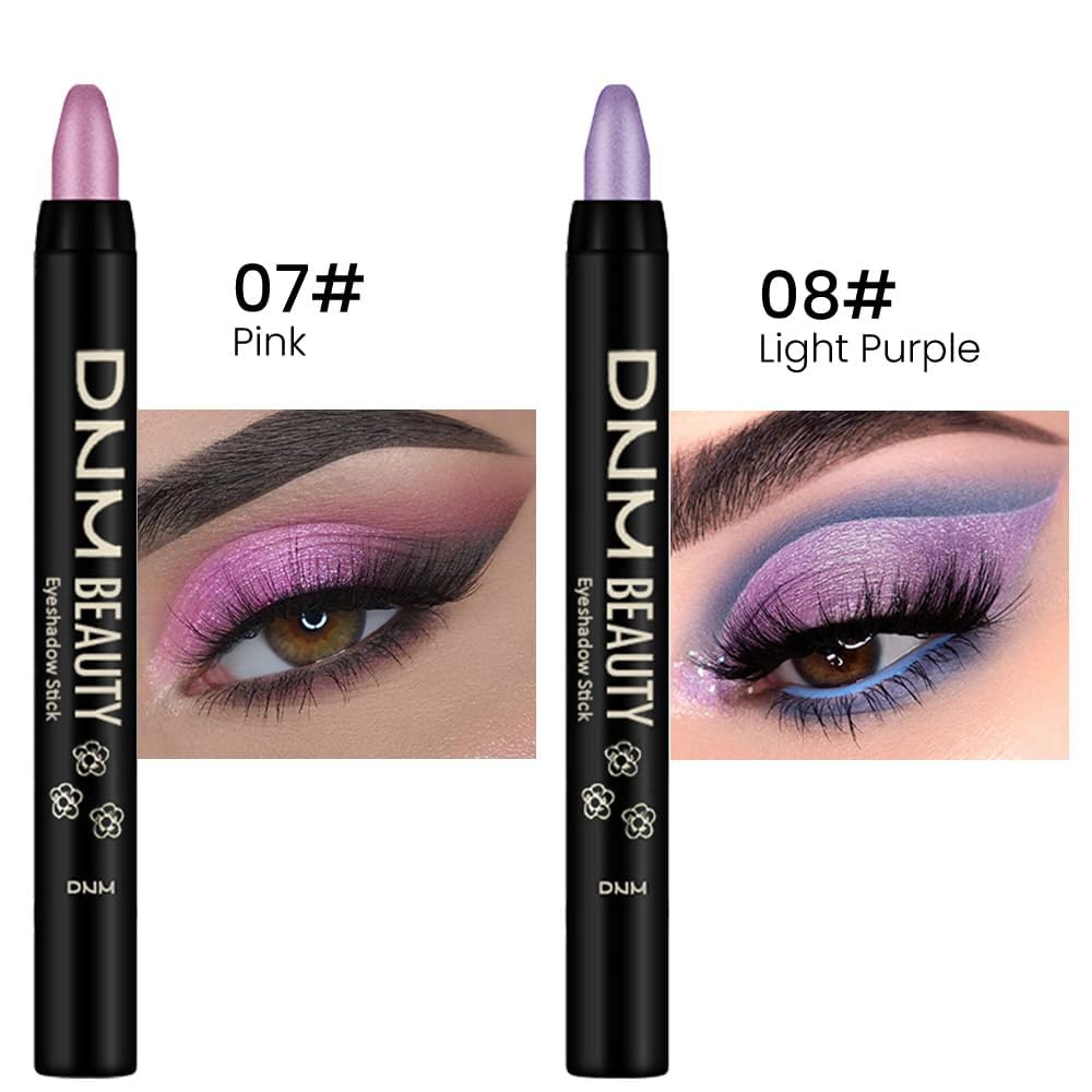 evpct 2Pcs Cream Eyeshadow Sticks Set for Eyes Vioiet Pink & Light Purple Shimmer Eye Crayon Shadow Brightener Stick Pencil Pen Bulk sombras en crema para ojos 07+08