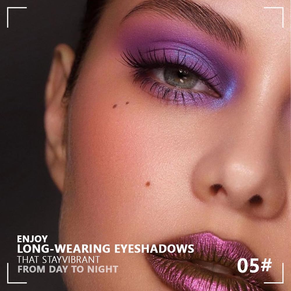 4 Colors Dark Purple Pink Eye Shadow Powder Palette Makeup, Neutral Matte Shimmer Cream Quads Eyeshadow Palette for Women Highly Pigmented Waterproof, paleta de sombras de ojos, Vegan, 05