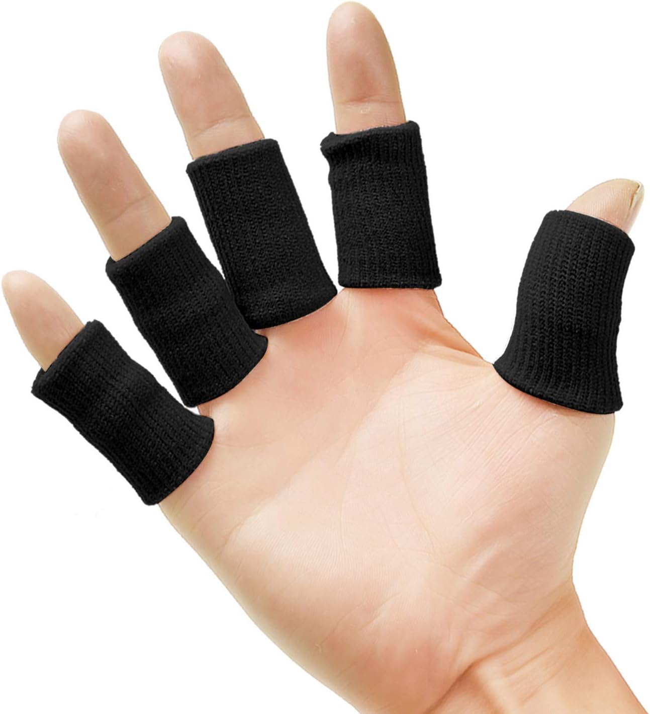 20 Pieces Finger Compression Sleeves Elastic Finger Protectors Thumb Splint Brace for Arthritis Pain Relief, Trigger Finger, Sport (Black)