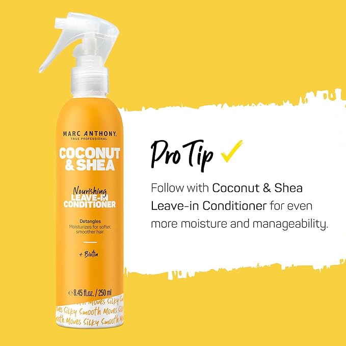 Marc Anthony Leave-In Conditioner Spray, Coconut Oil & Shea Butter - Anti-Frizz Biotin Hair Detangler Spray to Moisturize for Softer Smoother Hair - Sulfate Free Styling Product
