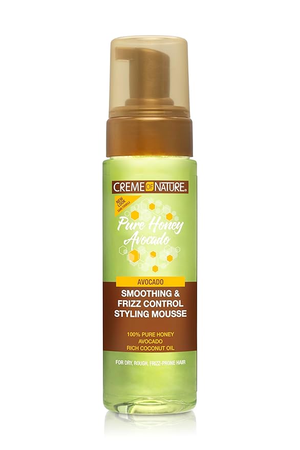 Creme of Nature Pure Honey Define Hair Food Smoothing & Frizz Control Styling Mousse, Flexible Hold & Shine for Curls, With Honey, Avocado Oil & Coconut Oil, No Crunch, 7 oz