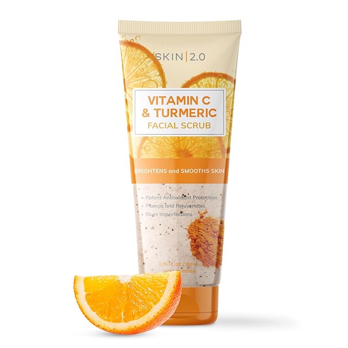 Vitamin C & Turmeric Face Scrub - Dermatologist Tested, Exfoliating, Brightening, Hydrating, Anti-Aging, Clean Beauty, Cruelty-Free Korean Skincare, All Skin Types - 6.76 Fl Oz / 200ML