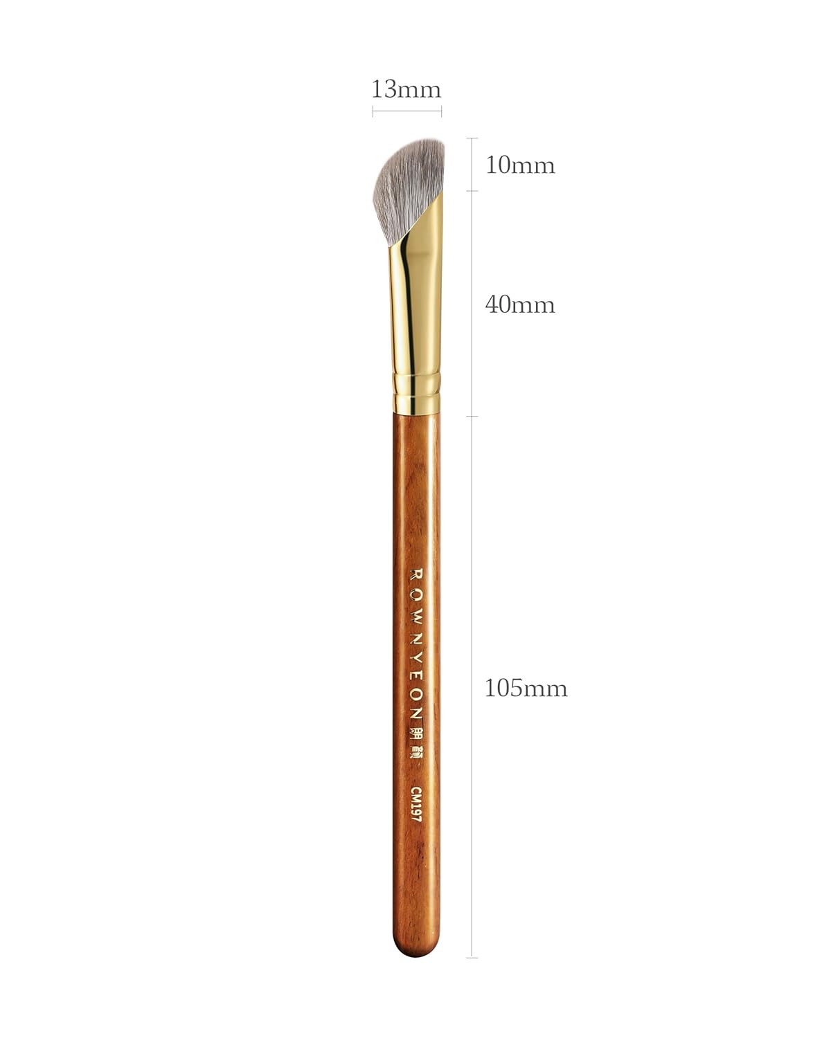 Desert Oak Series Pro Nose Sculptor - Arctic Fluff Hybrid Bristles for Nasal Contouring, Wide Angled Nose Brush, Bubinga Handle (CM 197)