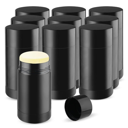 10 Pcs Empty Deodorant Containers Bottom Fill Deodorant Bottles Refillable DIY Deodorant Tubes Lip Balm Tubes (black, 75ml/2.5oz)