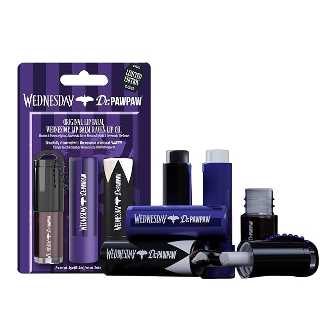 Dr. PawPaw Wednesday Set - Lip Balm and Lip Oil Trio with Original, Sheer Plum and Deep Blackberry Shades - Gluten Free Hydrating Care- 3 pc