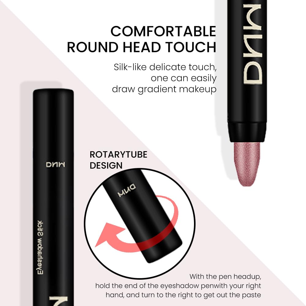 evpct 8Pcs Cream Eye Shadow Brightener Sticks Set for Eyes, Sand Orchid Rose Desert Ginger Caramel Midnight blue Blue Glitter Shimmer Matte Liquid Pencil Eye shadow Applicator Stick Palette Makeup 04