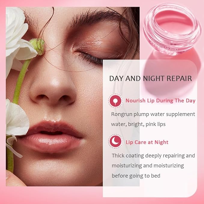 Bee Lip Balm Lip Mask Honey Pot, 12 Flavors Fruit Lip mask Set with Honey & Vitamin E, Lip Sleeping Mask Propolis Moisturizing Lip Balm, Effective Reduces Lip Lines Prevention Dry and Cracked