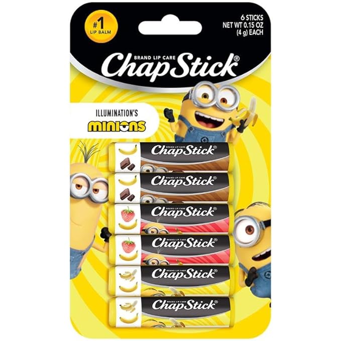 ChapStick Lip Balm, Minions Banana Variety Pack (6 Sticks), Party Favors for Kids, 0.15 Oz Ea