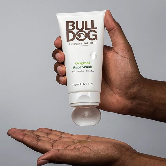 BULLDOG Mens Skincare and Grooming Original Face Wash with Aloe, Camelina & Green Tea, 5 Fl. Oz. - Pack of 3