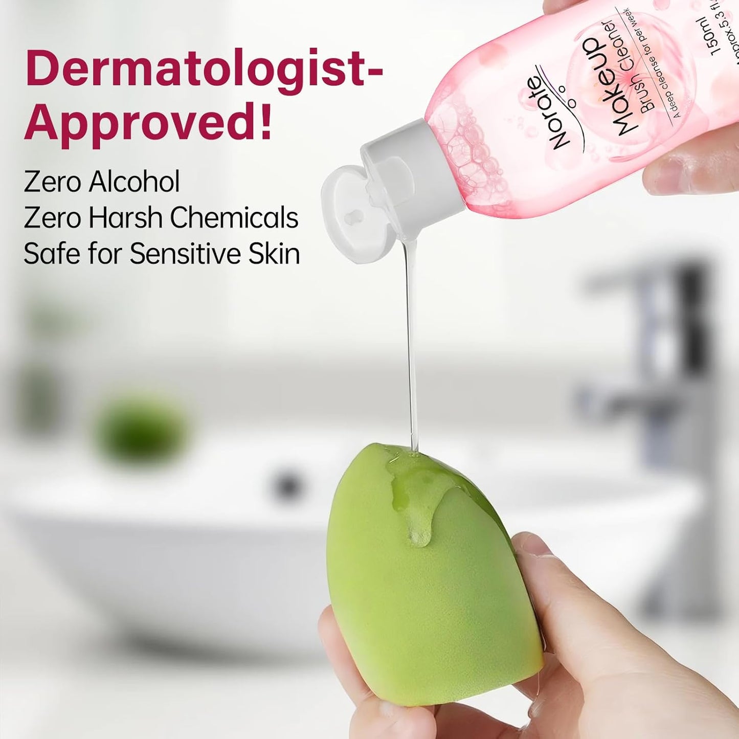 Norate Makeup Brush Cleaner, Make Up Brush Cleansers Solution, Makeup Cleaner for Makeup Brushes, Beauty Sponge, Powder Puff, Deep Clean Brush Shampoo, Gentle Formula Cruelty Free 4.4 FL.OZ