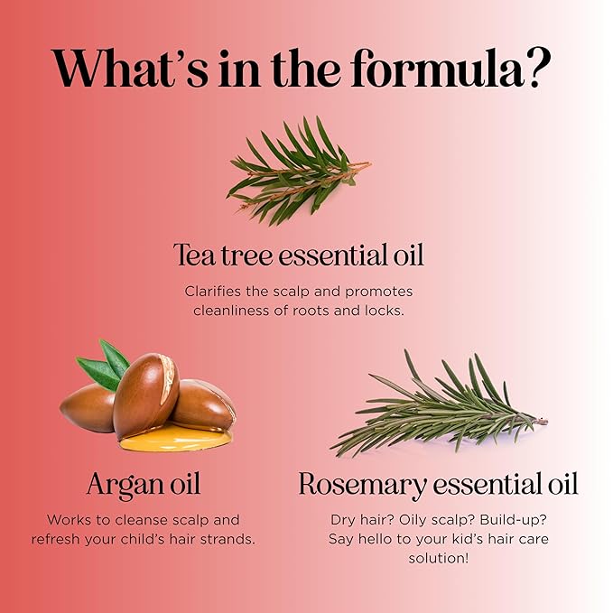 Nourishing Kids Shampoo for Dry Scalp - Gentle Dry Scalp Care Shampoo for Kids with Cleansing Essential Oils for Kids - Clarifying Shampoo for Build Up and Dry Flaky Scalp with Tea Tree Oil for Hair