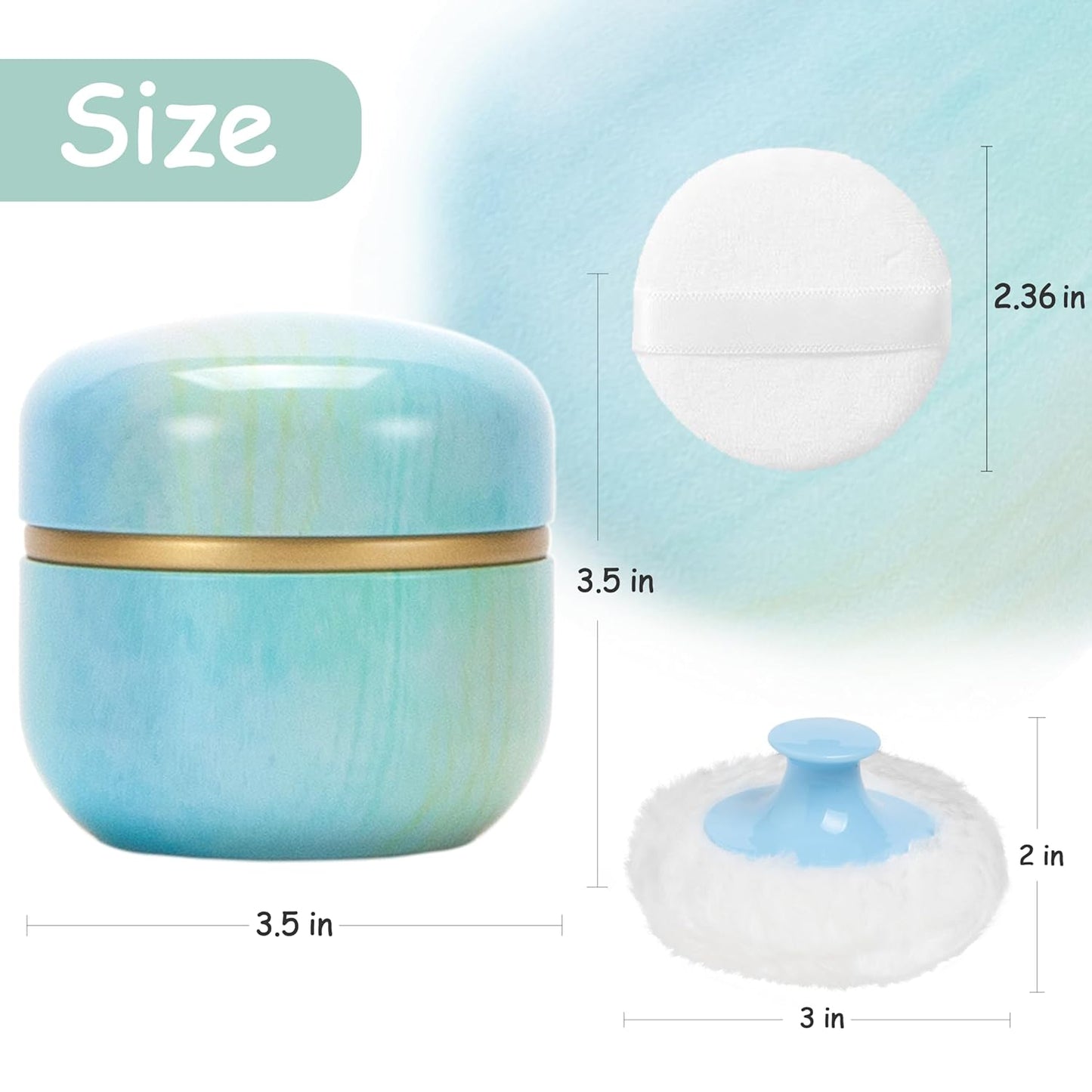 Powder Puff and Powder Container for Body Dusting Powder Case with Puff for Baby and Women,Loose Powder Containers with Puff for Travel (Turquoise1.0)
