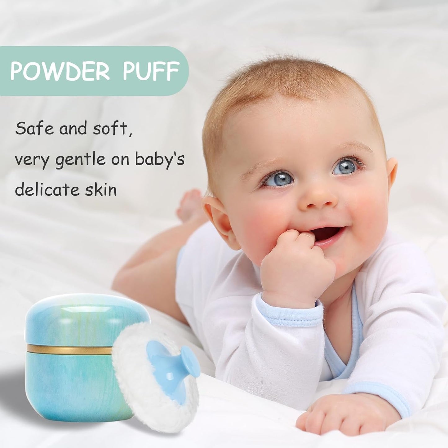 Powder Puff and Powder Container for Body Dusting Powder Case with Puff for Baby and Women,Loose Powder Containers with Puff for Travel (Turquoise1.0)