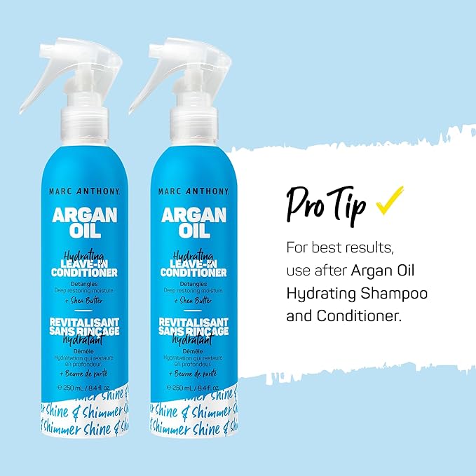 Marc Anthony Argan Oil Leave-In Conditioner - Lightweight Hydrating Conditioner for All Hair Types, Moisturizes, Strengthens & Detangles for Softer, Smoother Hair - Prevents Split-Ends & Breakage