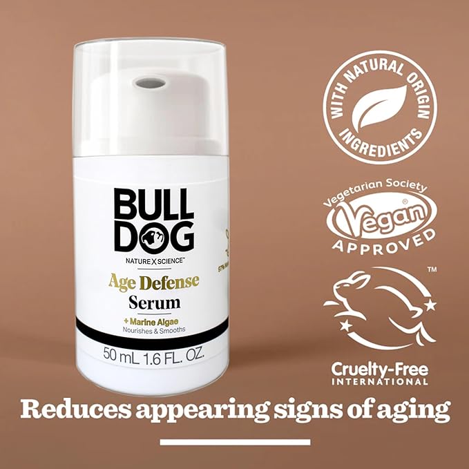 BULLDOG Mens Skincare Age Defense Serum with Marine Algae, 1.6 FL OZ