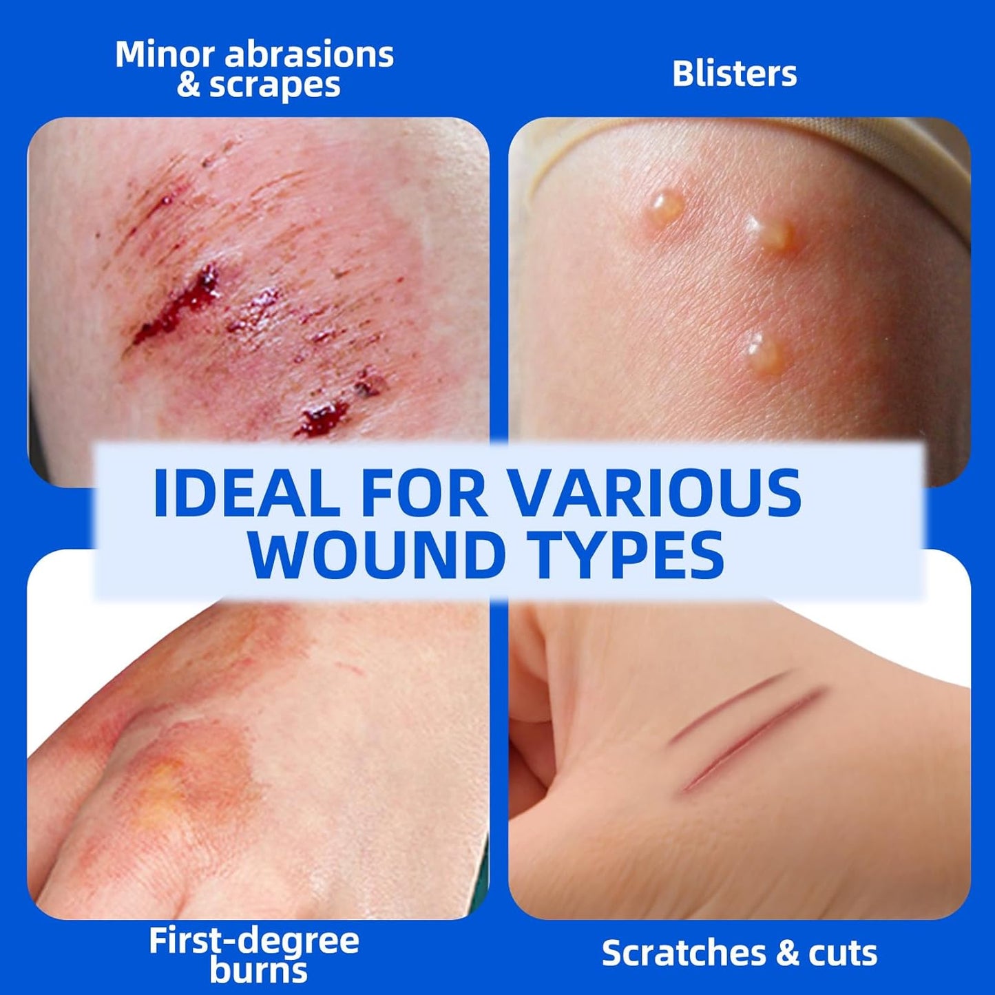 10 Count Hydrocolloid Bandages Ultra Thin 4"x4" - Hydrocolloid Gel Bandages Designed to Fit Joints, Wound Dressing for Abrasions, Blisters, Minor Exuding Wounds, Waterproof & Flexible