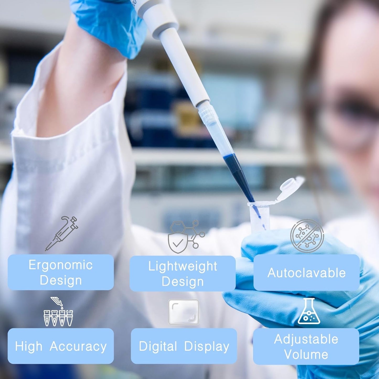 0.5-10ul Single Channel Pipette Manual Adjustable Variable Volume Laboratory High Accurate Lab Micropipette Scientific Pipettor Dropper