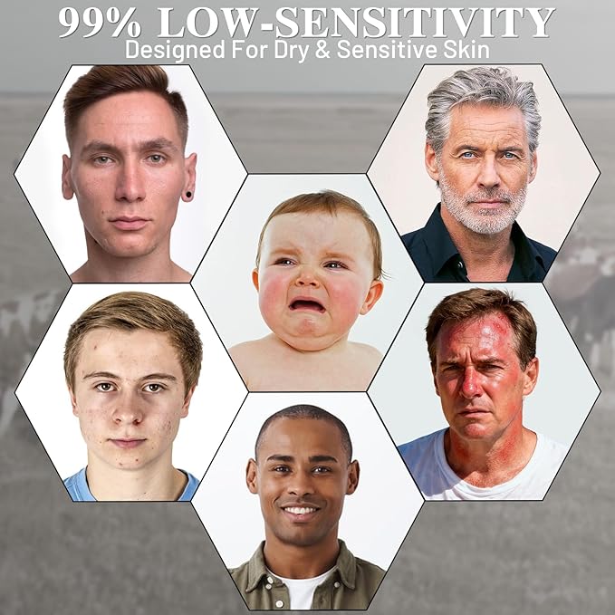 Grass-Fed Beef Tallow Balm for Men - Whipped Tallow Face Moisturizer & Beard Balm with Manuka Honey - Natural After Shave Care for Dry & Sensitive Skin, 2.1 oz