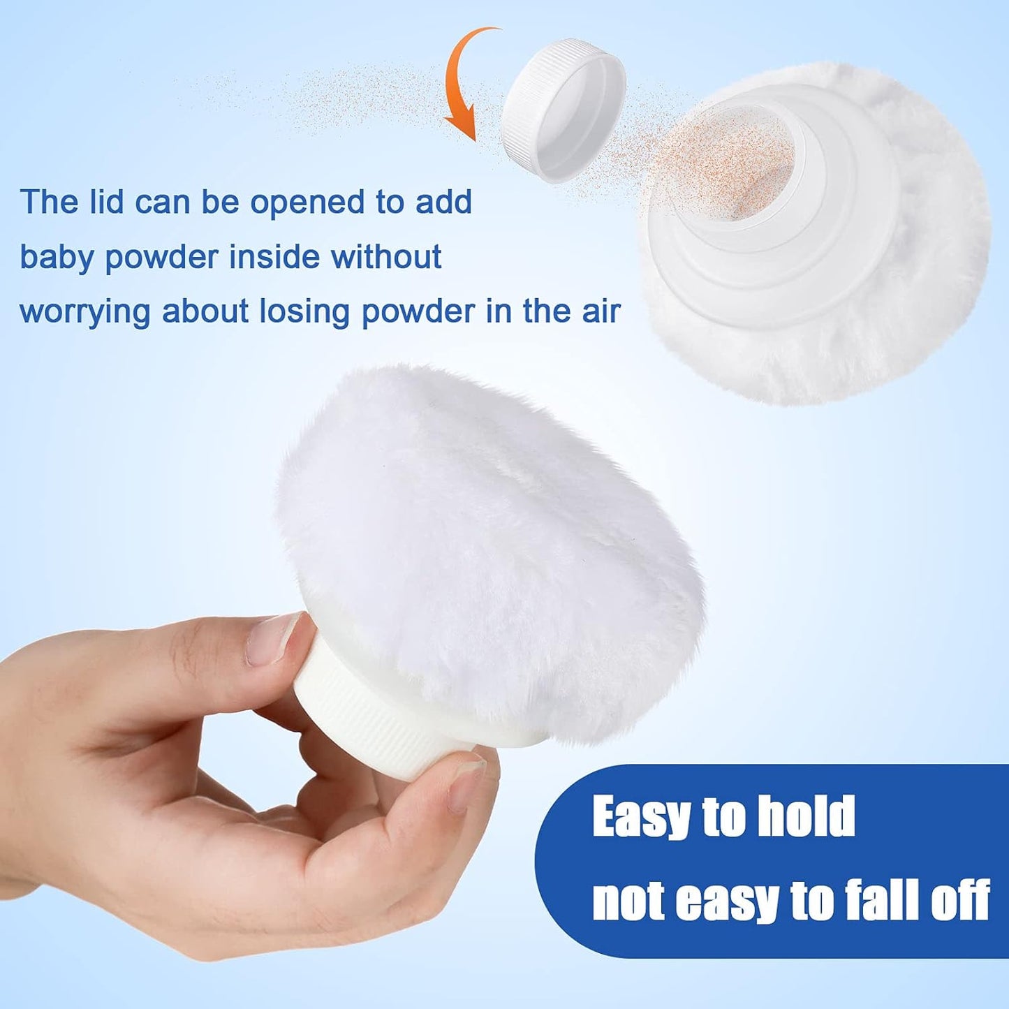 Cunhill 4 Pcs Body Powder Puff and Container Portable Body Powder Container with Puff Case Soft Washable Reusable Face Wet Dry Makeup for Baby Women Dusting Bath Travel Home Use