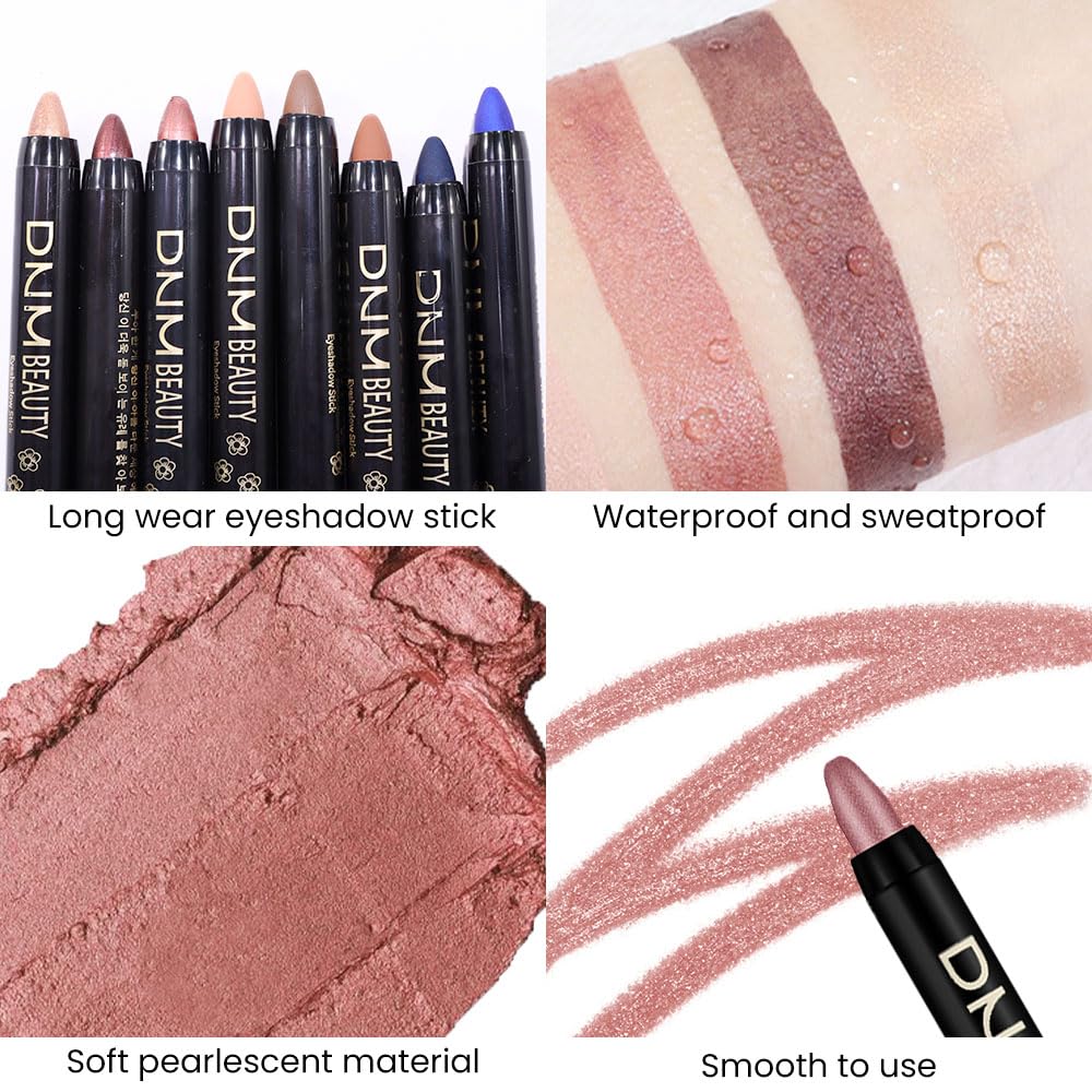 evpct Rose Shimmer Cream Eye Shadow Brightener Sticks Set for Eyes, Rose Shimmery Matte Pencil Eye shadow Applicator Stick Pen Palette Makeup Waterproof sombras en crema para ojos 27#