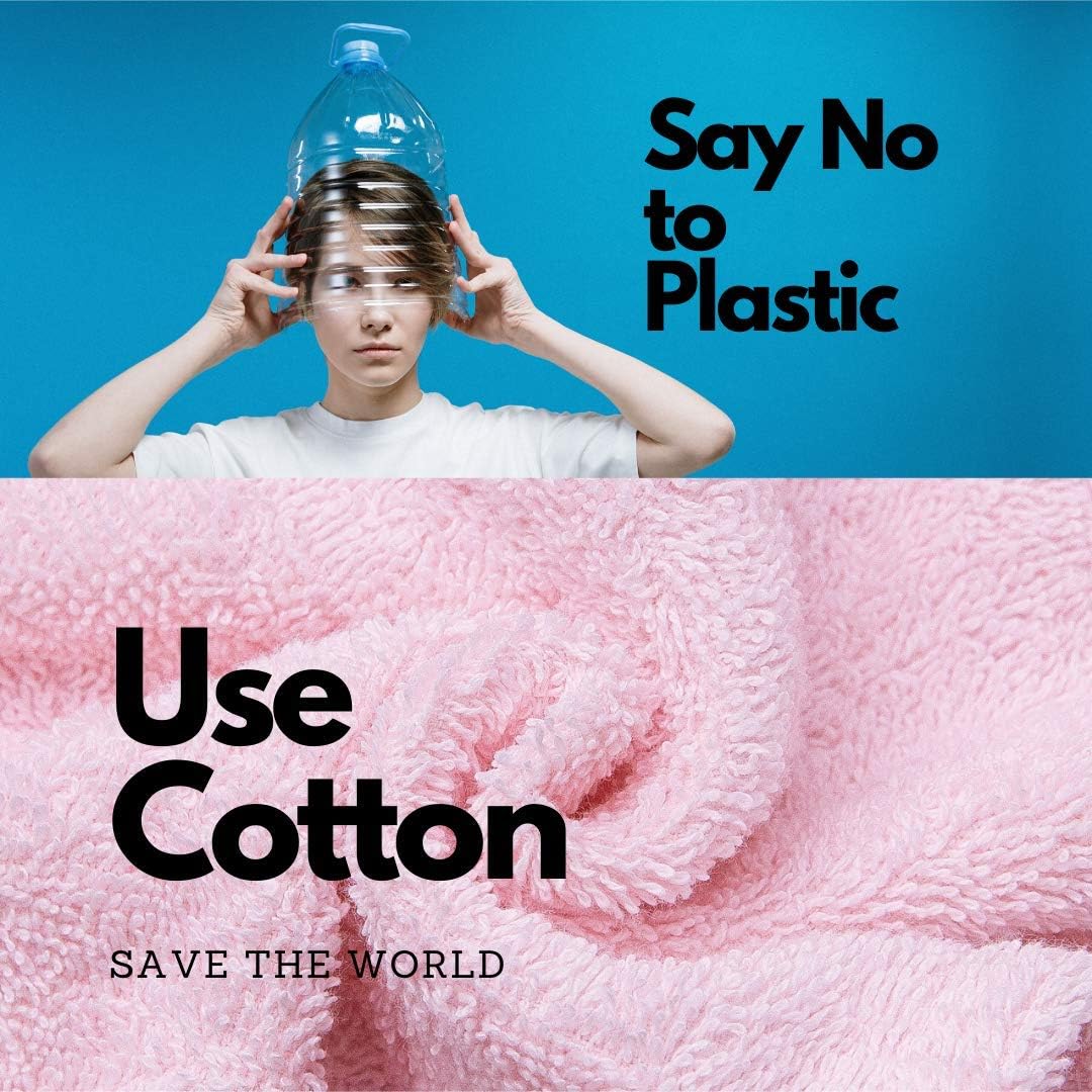 KEEPOZ Hair Towel Wrap Quick Dry 100% Cotton Super Absorbent Turban Head Wrap for Women with Button, Non Microfiber Anti Frizz Hair Cap for Curly, Long & Thick Hair (Pink+White, 2 Pcs)