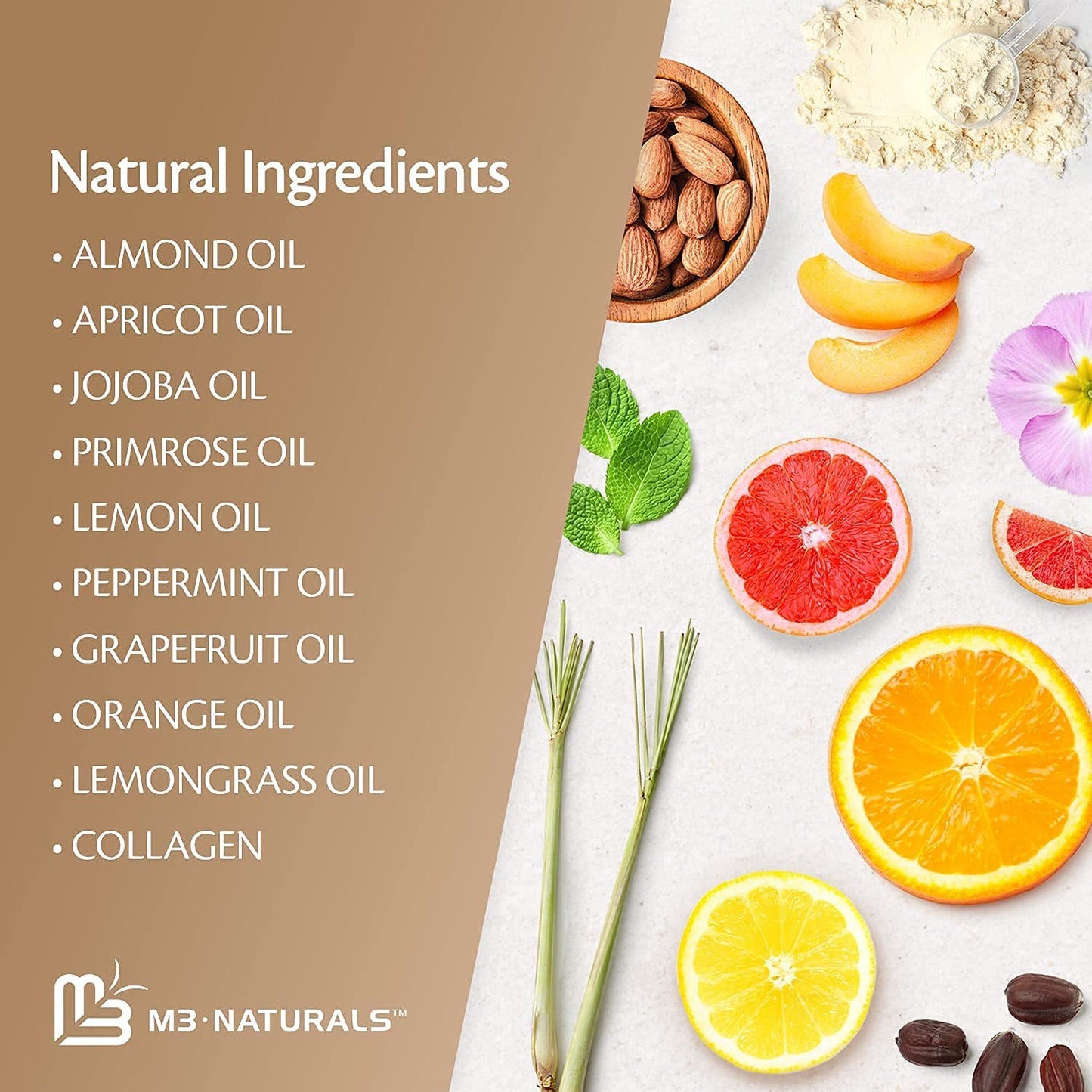 Brown Sugar Scrub Face Foot & Body Exfoliator Infused with Collagen and Stem Cell Exfoliating Salt Body Scrub for Toning Skin Cellulite Skin Care, 12oz by M3 Naturals