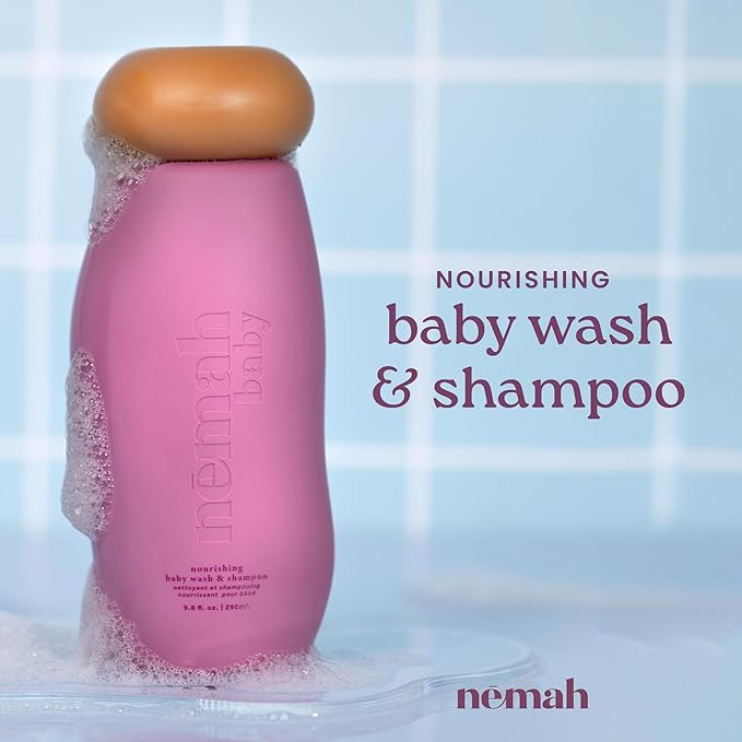 Nemah Baby Soap And Shampoo, 2 In 1 Baby Wash For Hair And Body, Tear Free Shampoo And Body Wash With Chamomile Aloe Vera Jojoba Oil, For Newborn And Toddlers, Vegan, Baby Bath Essentials, 9.8 Fl Oz