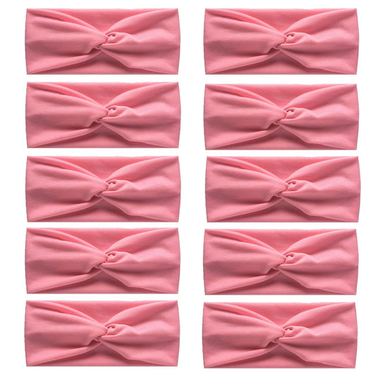 10 Pcs Wide Absorbent Sport Headbands for Women, Non-slip, Stretchy, Soft Cotton Twist Knotted Hair Bands for Daily Workout Yoga Running Sports, CB