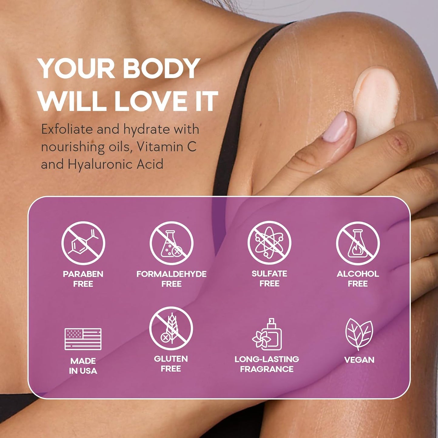 Dermasuri - Exfoliating Sugar Scrub - Body Scrubber for Men & Women - Exfoliates & Removes Dead, Dry Skin for a Soft & Radiant Glow - Deep Hydration - Stocking Gifts for Women - Coconut Passion Fruit