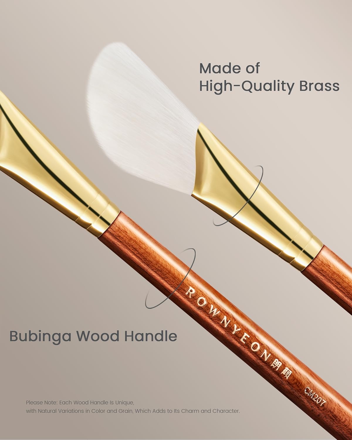 Desert Oak Series Pro Contour Curve Sculptor - Nylon Bristles for Seamless Cream/Liquid/Powder Contouring & Bronzing, Bubinga Handle (CM 207)