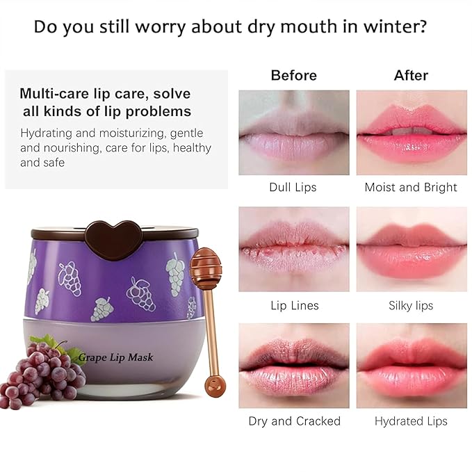 Bee Lip Balm Lip Mask Honey Pot, 12 Flavors Fruit Lip mask Set with Honey & Vitamin E, Lip Sleeping Mask Propolis Moisturizing Lip Balm, Effective Reduces Lip Lines Prevention Dry and Cracked