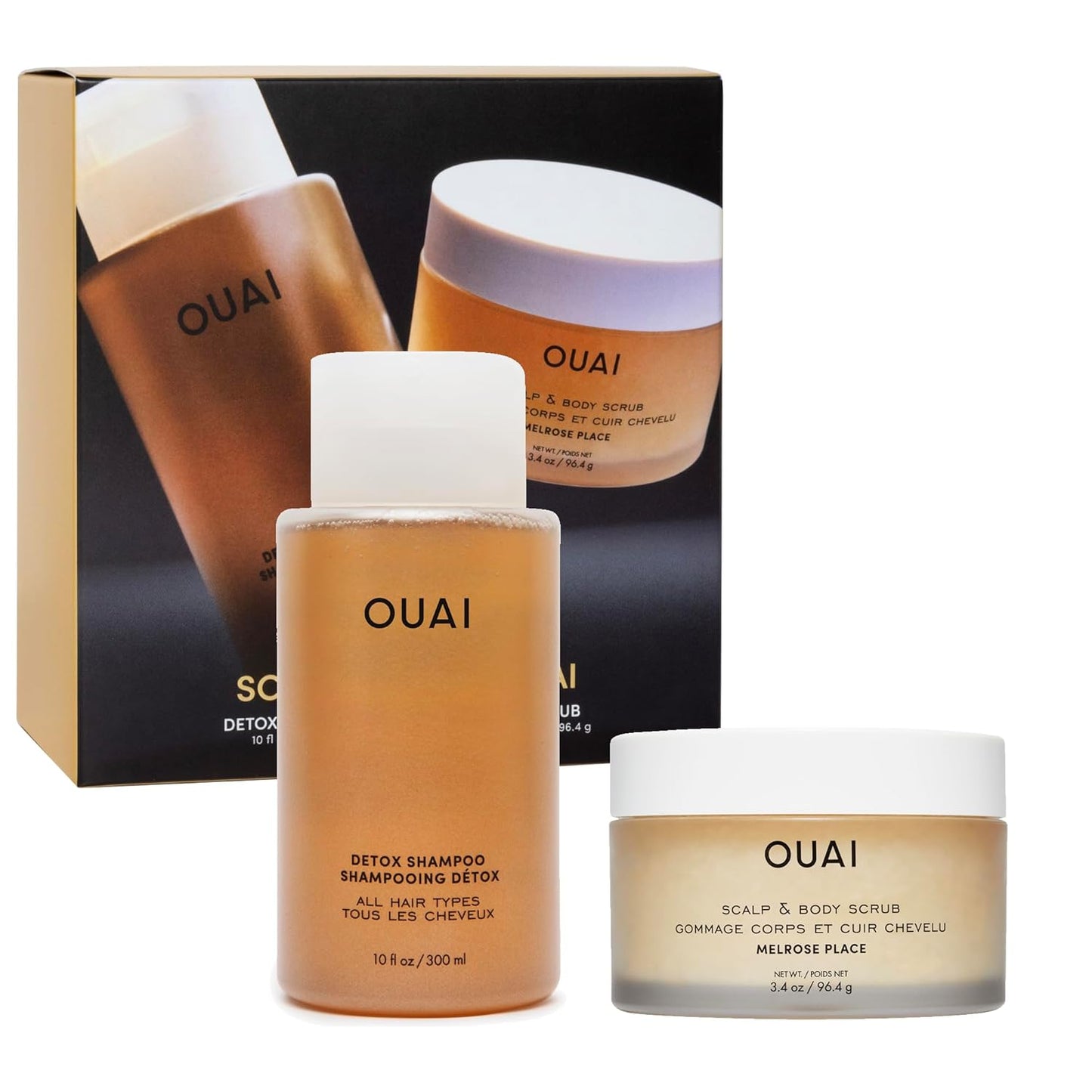 OUAI Scrub It All A-OUAI Hair Care Set - Clarifying Shampoo & Exfoliating Body Scrub Duo - Hair Care Kit with Detox Shampoo & Travel Size Body Scrub (2 Count)