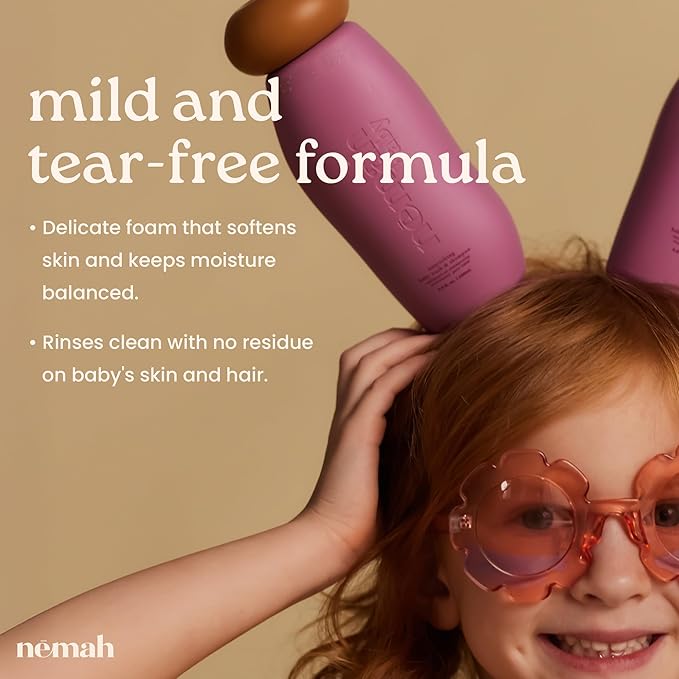 Nemah Baby Soap And Shampoo, 2 In 1 Baby Wash For Hair And Body, Tear Free Shampoo And Body Wash With Chamomile Aloe Vera Jojoba Oil, For Newborn And Toddlers, Vegan, Baby Bath Essentials, 9.8 Fl Oz