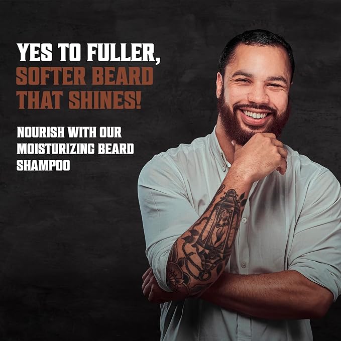 Viking Revolution Beard Wash Shampoo w/Argan & Jojoba Oils - Softens & Strengthens - Sandalwood Scent - 17 oz Shampoo (Pack of 2)