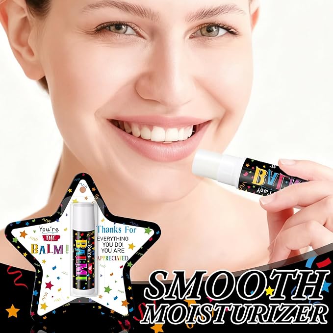 30 Pack Employee Teacher Appreciation Gifts Bulk Lip Balm Teacher Employee Staff Team Thank You Gifts You're the Balm Volunteer Nurse Appreciation Party Favor for Women Men Coworkers Birthday