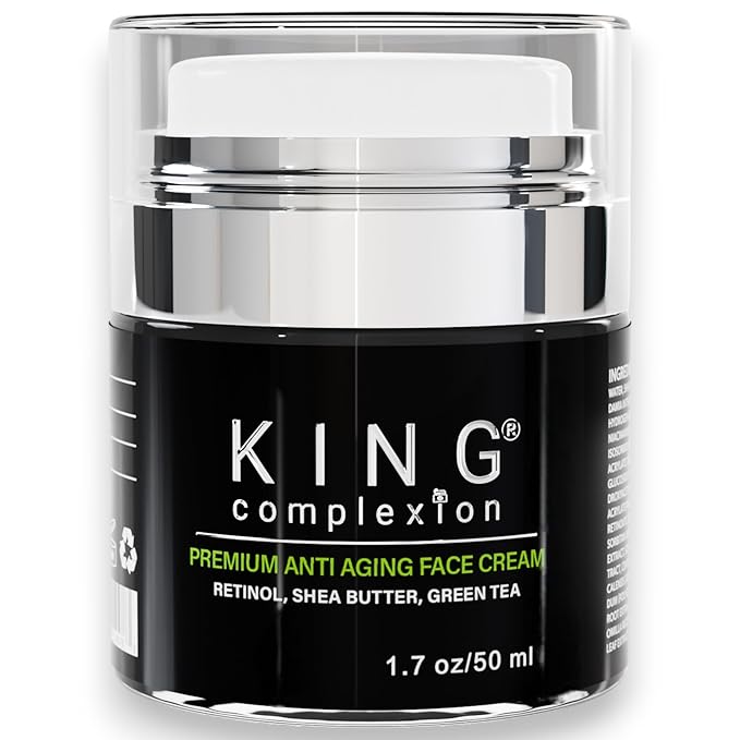KING Complexion Mens Anti Aging Face Cream with Retinol – Organic Skin Care Face Moisturizer with Shea Butter – Non Greasy – Clean Ingredients, Lightweight – All Skin Types – Black Owned (1.7 oz)