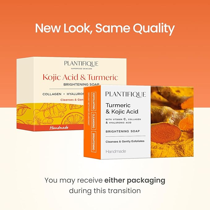 PLANTIFIQUE Kojic Acid Soap for Hyperpigmentation 4 Bars with Mesh Bag - Turmenic Soap with Hyaluronic Acid, Collagen, Vitamin C for Dark Spots - Vegan Skincare, 320g / 11.28 oz (Pack of 2)