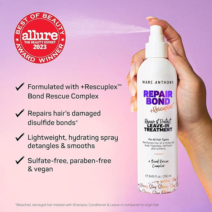Marc Anthony Bond Repair Leave In Hair Conditioner Treatment for Dry & Damaged Hair, Repair Bond - Treatment & Deep Conditioning Moisturizer Reduces Breakage & Flyaways - Fights & Reduces Frizz