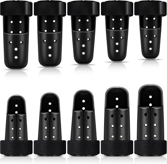 BBTO 10 Pcs Mallet Finger Splint, 5 Sizes Finger Support Brace Stabilizer Straightener Plastic Fingertip Protectors Arthritis Knuckle Immobilization for Thumb Pinky Middle Index Ring(Black)
