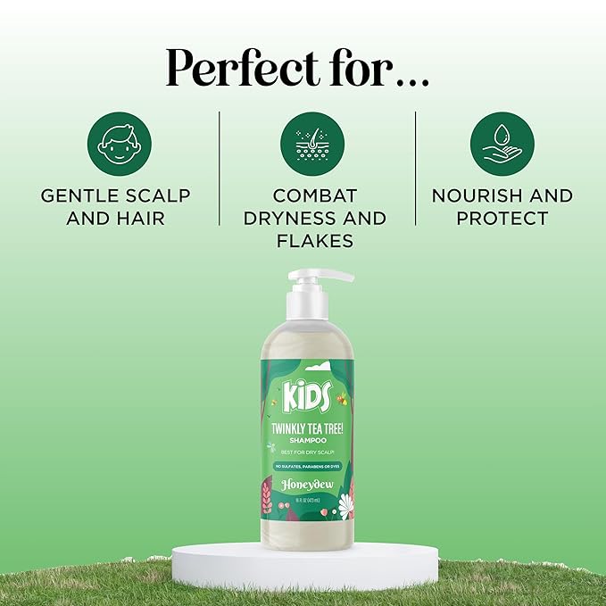 HONEYDEW Cleansing Kids Shampoo for Dry Scalp - Dry Flaky Scalp Care Shampoo for Kids and Hair Build Up Remover with Tea Tree Oil and Rosemary Essential Oils for Hair Care - Cleanser for Build Up