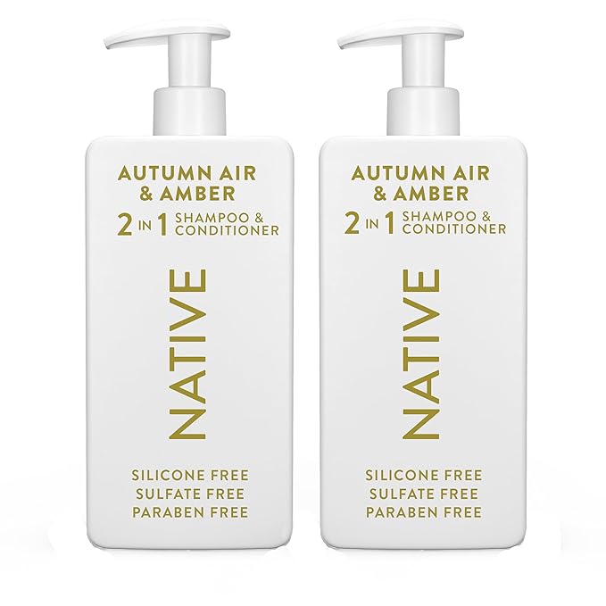 Native 2-in-1 Shampoo & Conditioner - Autumn Air & Amber - Naturally Derived Ingredients, Silicone-Free, Sulfate-Free, Paraben-Free, Strengthening Hair Care | Fall Seasonal Bundle 16.5 oz - 2 Pk