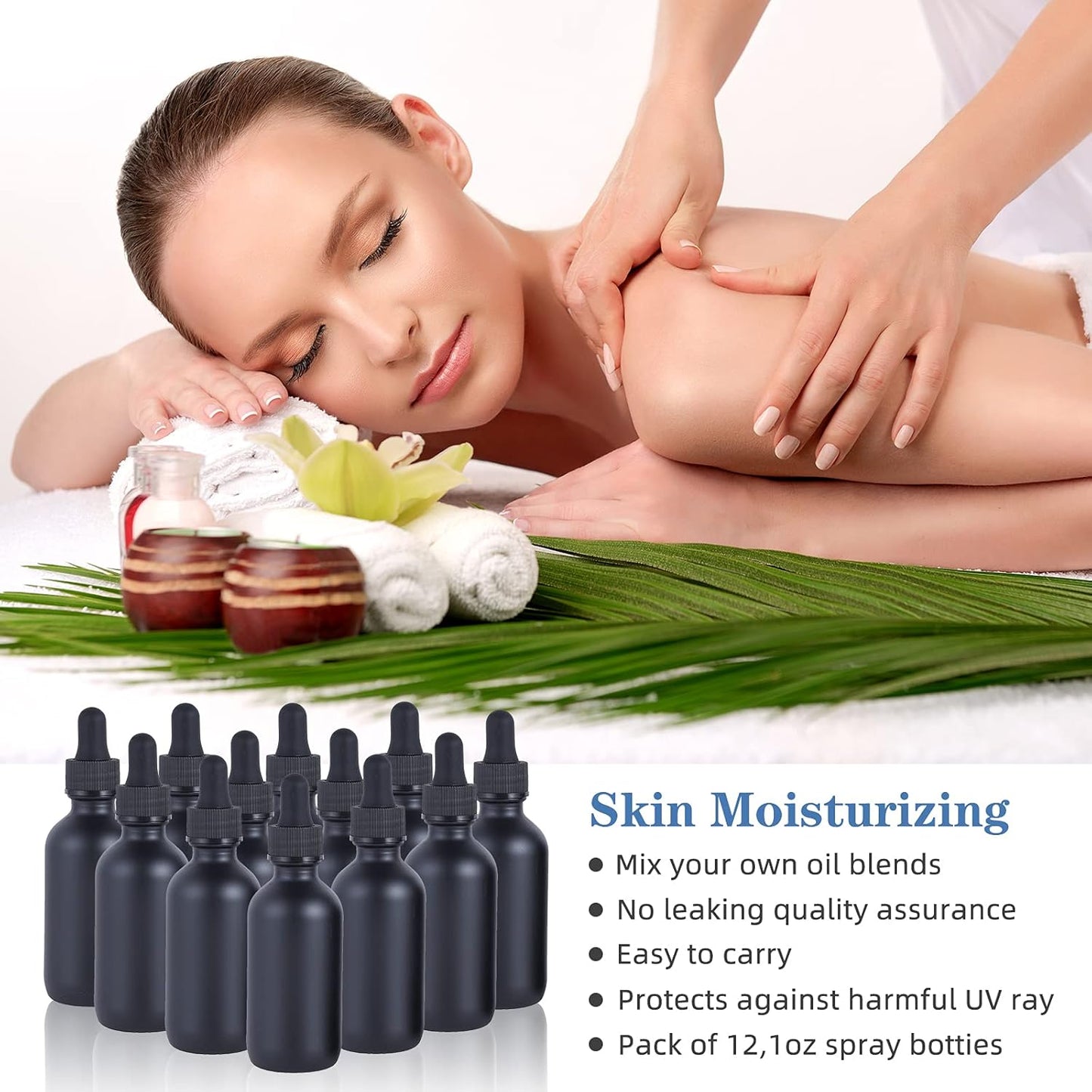 1 oz Dropper Bottle 12 Pack Black Glass Boston Bottles 30ml with Eye Droppers Black Caps for Essential Oils, Perfume, Leak Proof Travel Bottles for Liquids