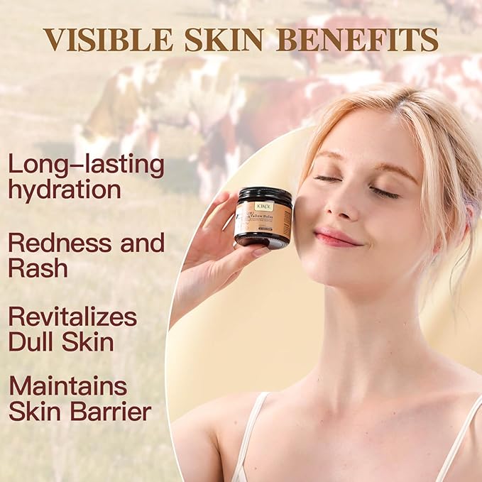 White Tea Grass-Fed Beef Tallow Balm for Men - Whipped Tallow Face Moisturizer & Beard Balm with Manuka Honey - Natural After Shave Care for Dry & Sensitive Skin, 2.1 oz