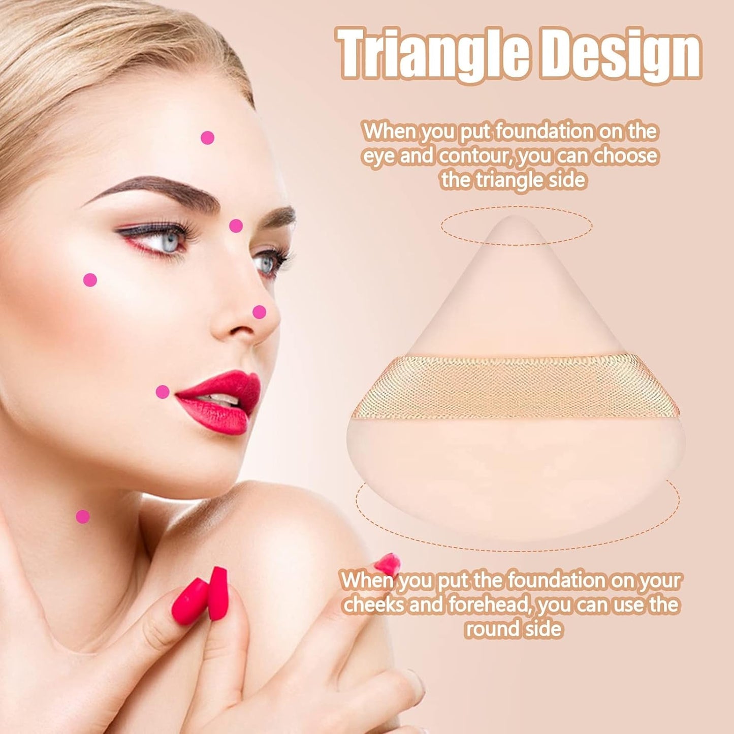 Pimoys 6 Pieces Powder Puff Face Triangle Makeup Sponge Soft Powder Puffs for Loose Powder Foundation Sponge Setting Powder Puff Makeup Tool, Stocking Stuffers Gift for Women