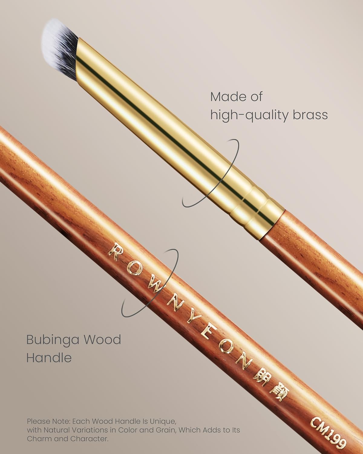 Desert Oak Series MicroBlur Tap Concealer - 6mm Finger-Tip Precision Brush for Tear Troughs & Acne Spots, Vegan Nylon, Bubinga Handle (CM 199)