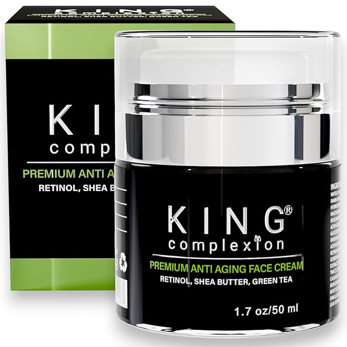 KING Complexion Mens Anti Aging Face Cream with Retinol – Organic Skin Care Face Moisturizer with Shea Butter – Non Greasy – Clean Ingredients, Lightweight – All Skin Types – Black Owned (1.7 oz)