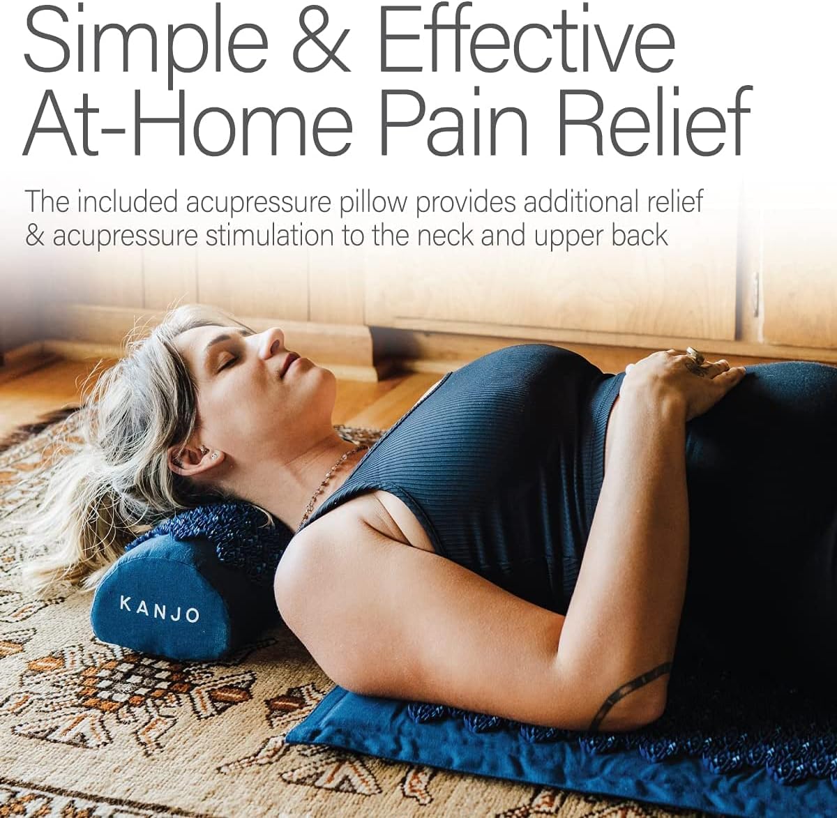 Kanjo Acupressure Mat and Pillow Set for Back Pain Relief & Neck Pain Relief, with Pressure Points for Muscle Pain Relief with Travel Bag - Periwinkle