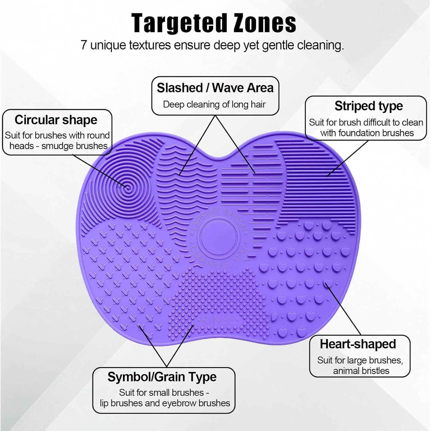 4 PCS Silicone Makeup Brush Cleaner Mat, 7 Textures Make Up Brush Cleaning Mat, Cosmetic Cleaning Pads, Portable Washing Tool with Suction Cup, Easy to Clean, Ideal for Travel and Home Use