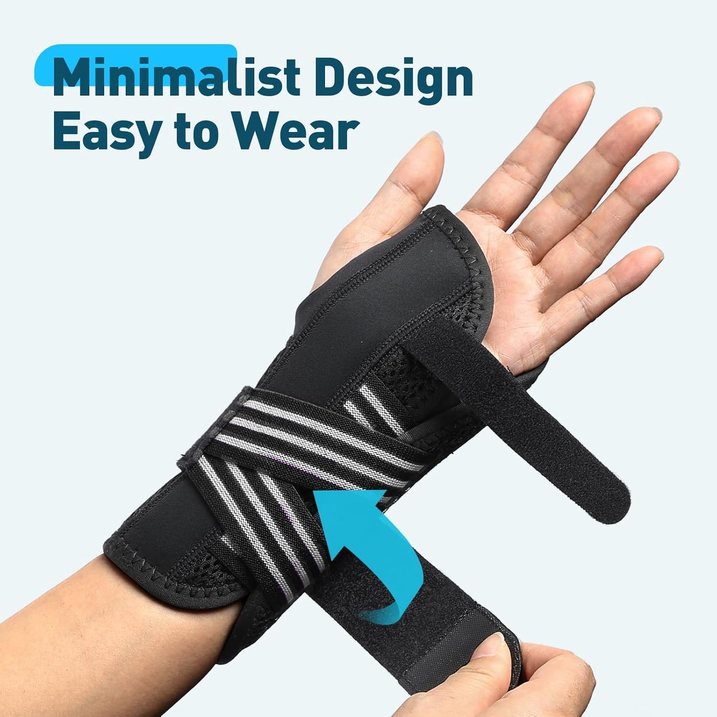 AGPTEK Carpal Tunnel Wrist Brace for Men Women, Night Sleeping Wrist Support with 2 Splints, Pain Relief Hand Brace for Arthritis Sprains Tendonitis, Adjustable Wrist Splint for Right Hand (L/XL, Black & White )