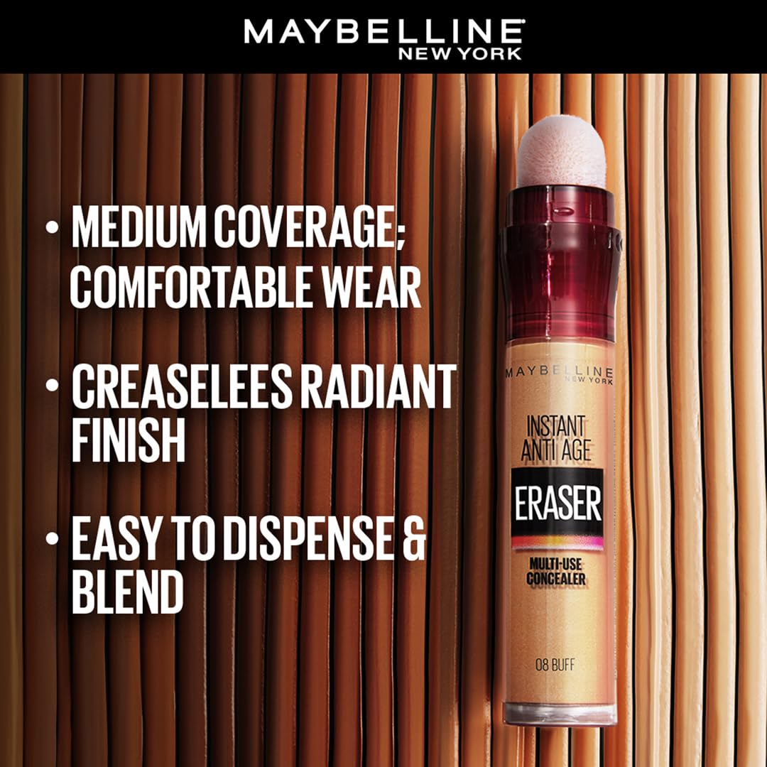 Maybelline Instant Age Rewind Eraser Dark Circles Treatment Multi-Use Concealer, 120, 1 Count (Packaging May Vary) & Fit Me Matte + Poreless Pressed Face Powder Makeup & Setting Powder, Creamy Beige